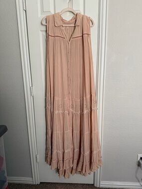 Free People “Adella Maxi Dress” (button-front tiered version)